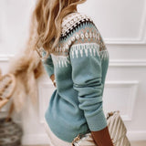 Elegant round-neck sweater for women – Comfortable knitted sweater