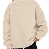 Women's loose-fit high-neck sweatshirt – Casual, comfortable style to pull on over other layers