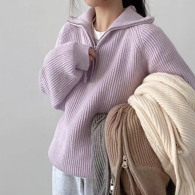 Women's half-zip polo sweater - Sporty and comfortable