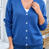 Women's Knitted Cardigan Jacket with Buttons - Soft and Versatile