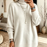Loose-fitting women's turtleneck jumper - Warm and easy to wear