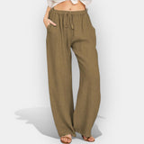 Malika | Lightweight Linen Trousers with Airy Lines