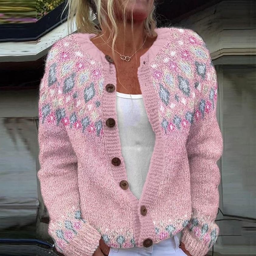 Women's Pink Comfort Cardigan – Soft Casual Layering Style