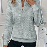 Knitted Zip-Up Sweater for Women