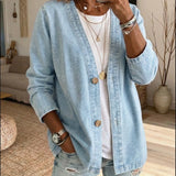 Women's casual button-up denim cardigan – An elegant, relaxed style, ideal for layering every day