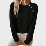 Chic Women's Sweater Asymmetrical – Comfortable Round Neck and Knitted