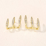 Elegant Earrings with Three-Claw Rhinestones