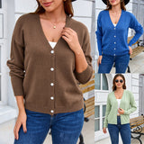 Women's Knitted Cardigan Jacket with Buttons - Soft and Versatile