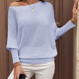 Off-shoulder sweater with puff sleeves for women – Elegant and comfortable knitwear