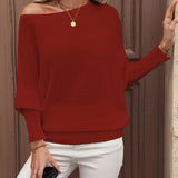 Off-shoulder sweater with puff sleeves for women – Elegant and comfortable knitwear