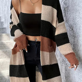 Women's Loose-Fit Striped Long Sleeve Cardigan – Casual and Comfortable Style, Available in Three Colours