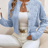 Women's Buttoned Openwork Cardigan - Elegant and Lightweight