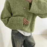 Loose-fit women's solid-colour knitted sweater – Soft and easy to wear