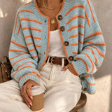 Women's Crew Neck Cardigan – European-American Casual Chic Style
