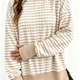 Striped women's sweater with side slits - Casual and soft