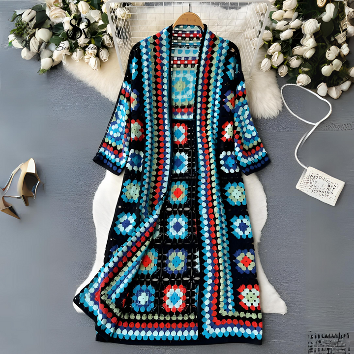 Multicoloured long women's cardigan - Soft and original