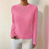 Women's openwork crew-neck sweater - Soft and elegant