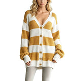 Women's striped knitted cardigan coat - Soft and comfortable