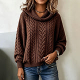 Women's cable-knit turtleneck jumper - Soft and retro
