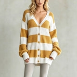 Women's striped knit coatigan - Soft and comfortable