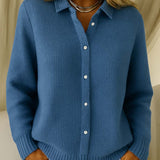 Women's Soft Knit Buttoned Vest – Classic Long Sleeves
