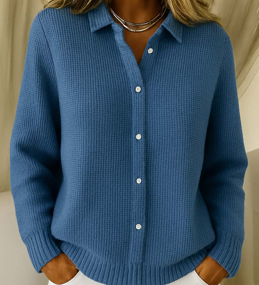 Women's Soft Knit Buttoned Vest – Classic Long Sleeves