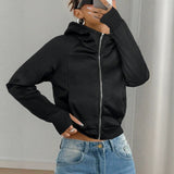 Plain women's hooded sweatshirt - Casual and comfortable