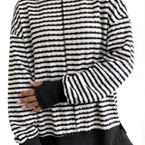 Striped women's sweater with side slits - Casual and soft