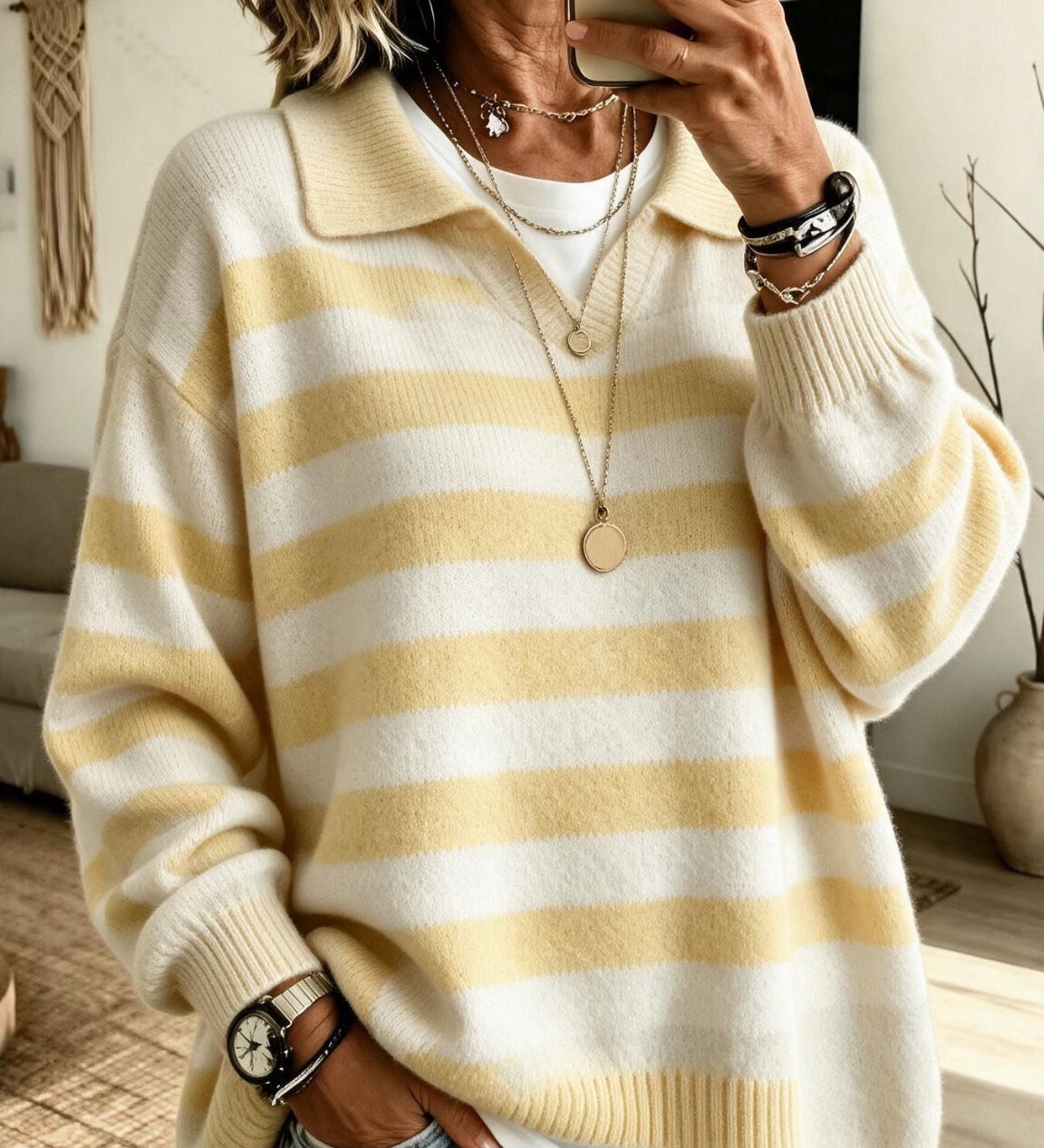 Women's colour-block sailor sweater - Soft and structured