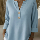 Lucia | Textured Henley T-Shirt with Buttons