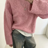 Loose-fit women's solid-colour knitted sweater – Soft and easy to wear