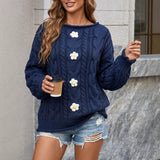 Women's Hand-Knitted Crochet Patchwork Sweater – Loose and Comfortable Fit, Bohemian Style