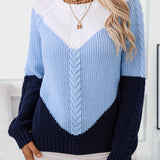 Women's cable-knit colour-block sweater - Soft and colourful