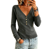 Women's Simple V-Neck Knit Sweater – A Comfortable and Elegant Autumn-Winter Style