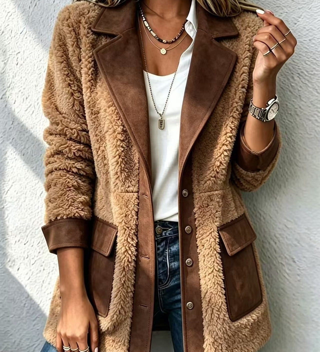 Women's denim patchwork cardigan - Warm and original