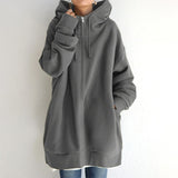 Comfortable winter pullover for women with oversized hood – Warm and stylish hooded pullover
