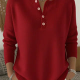 Women's buttoned Henley sweater – Soft and casual