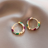 Elegant Gold Enamel Earrings