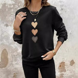 Printed Hearts Sweatshirt for Women – Elegant Casual and Comfortable Top