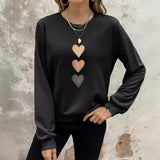 Printed Hearts Sweatshirt for Women – Elegant Casual and Comfortable Top