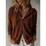 Women's cardigan with hood and buttons - Soft and practical