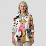 Brigitte | Women's Colourful Fun Cartoon Dog Print Casual Shirt