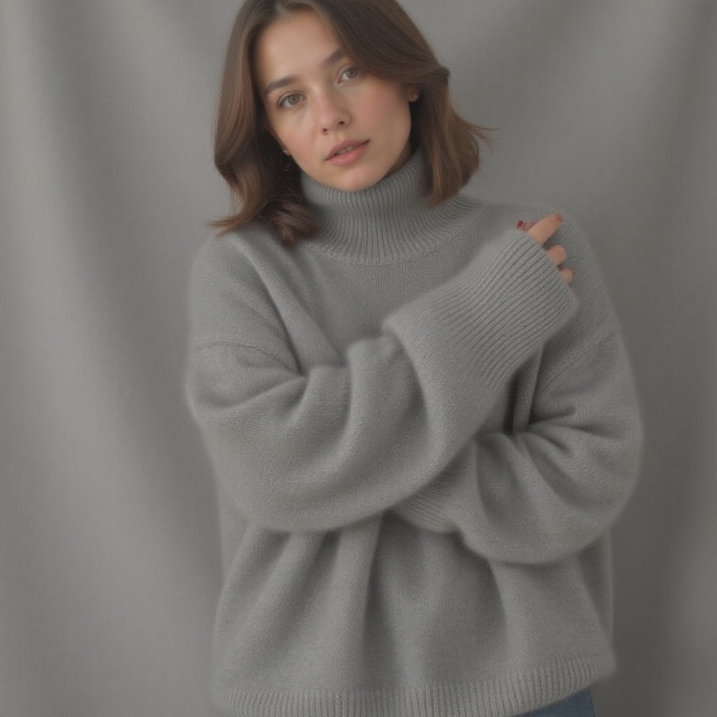 Oversized Turtleneck Cashmere Sweater for Women – Soft, Warm, Stylish, and Casual