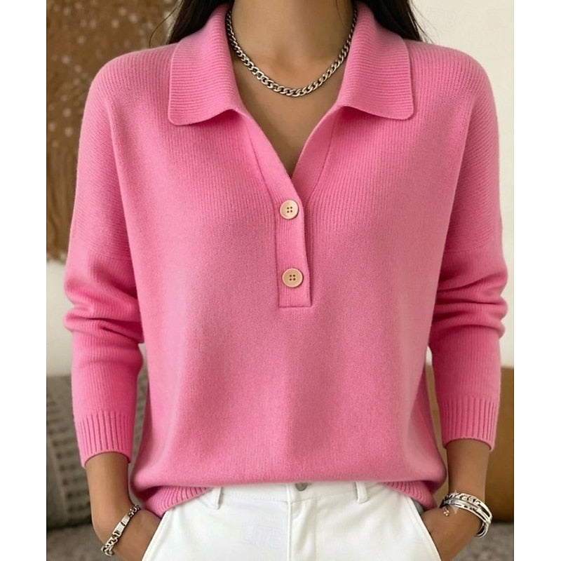 Button-front women's sweater with a refined collar - Chic and comfortable