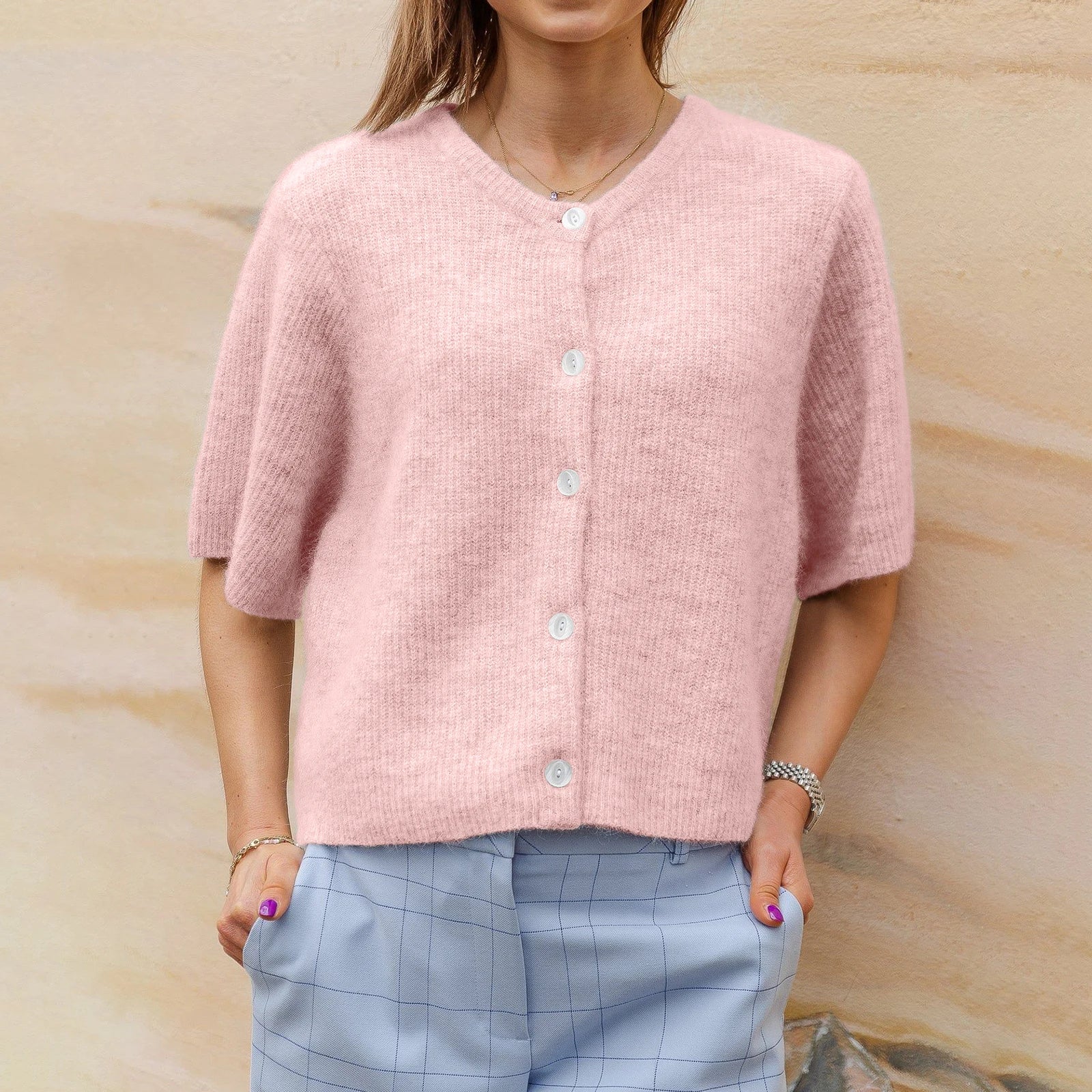 Elegant Short-Sleeved Women's Cardigan