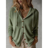 Women's cardigan with hood and buttons - Soft and practical