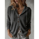 Women's cardigan with hood and buttons - Soft and practical